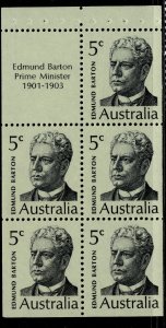 AUSTRALIA QEII SG446a, 1969 booklet pane of 5, NH MINT.