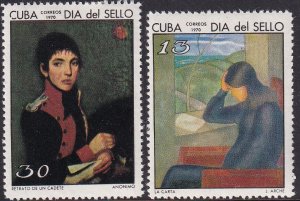Sc# 1524 / 1525 Cuba 1970 Stamp Day complete set MNH CV: $5.50