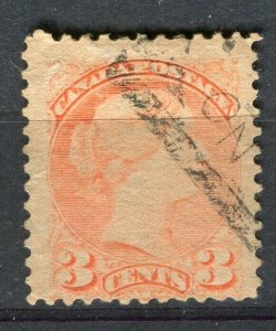 CANADA; 1870 classic QV Small Head issue fine used Shade of 3c. value