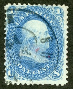 United States Scott 63 UVLH - 1861 1c Franklin - SCV $45.00