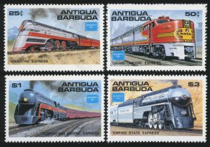 ANTIGUA Sc 934-37 VF/MNH - 1986 - American Trains, AMERIPEX '86 - Compl....
