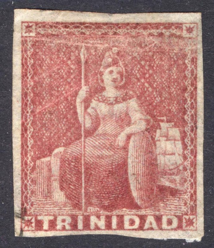 Trinidad 1857 1d Rose Red White Paper SG 12 Scott 6 UN* Cat £2,500($3,300)