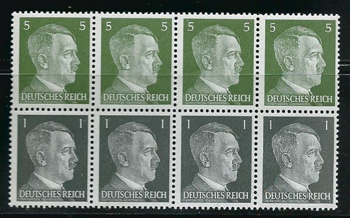 Germany 506a 1pf Hitler Booklet Pane MNH