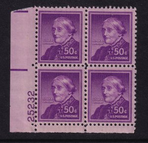 1955 issue Susan B. Anthony Sc 1051 wet printed MNH plate block of 4 (CS2