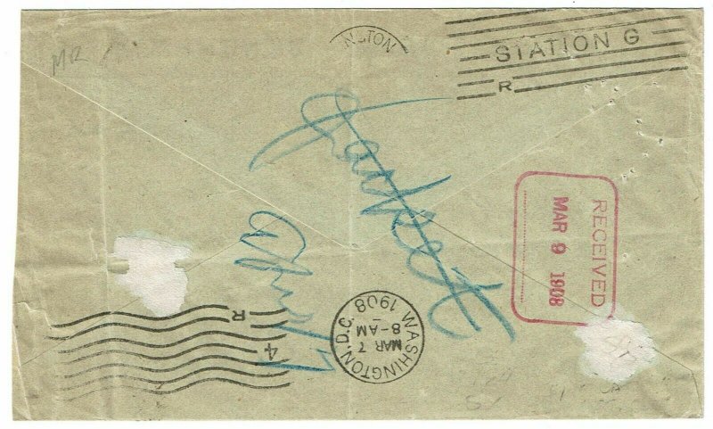 Italian Offices in Africa 1908 Bengasi cancel on cover to U.S., Scott 1, $475