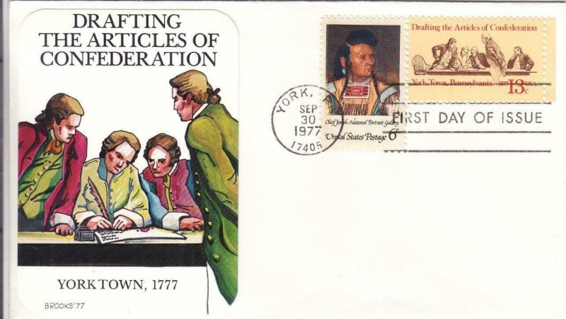 1977, Drafting Articles of Confederation, Brooks, FDC (D12869)