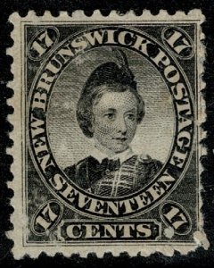 CANADA NEW BRUNSWICK QV 1860-63 17c BLACK UNUSED (MH) SG19 P.12 VF