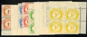 Papua New Guinea #J7-14 Cat$44, 1960 Postage Dues, complete set in blocks of ...