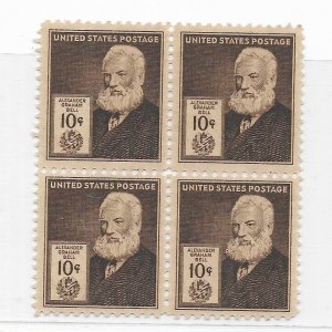 U.S. #893 The 1939 Alexander Bell 10 Cent Block of 4 MNH