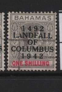 Bahamas 1942 SG171a One Shilling, used, normal paper (32035)