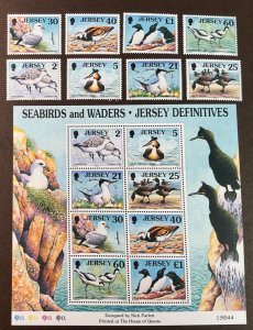 JERSEY MNH #825-32, 832a Set & Souvenir Sheet *1998* Birds Catalog $17.00