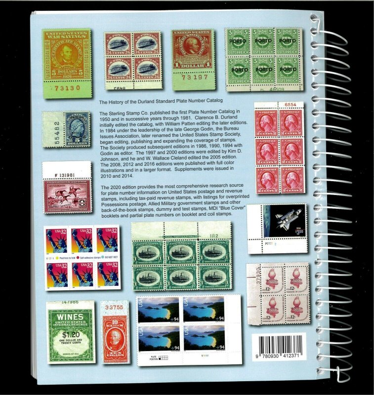 2020 United States Stamp Society Durland Standard Plate Number Catalogue 9780930412371