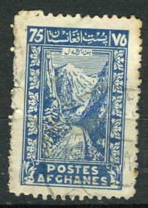 AFGHANISTAN; 1930s early pictorial issue used 75p. blue value