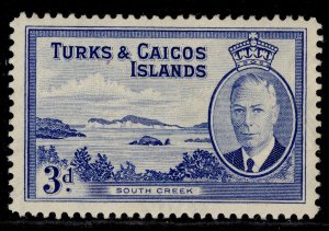 TURKS & CAICOS ISLANDS GVI SG226, 3d bright blue, M MINT.