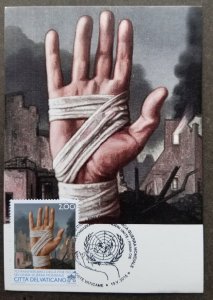 Vatican 70 Years End Of WWII Foundation 2015 United Nations UNO Hand (maxicard)