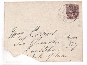 INDIA Colaga Cover {faults} Castletown Isle of Man 1899 BF273