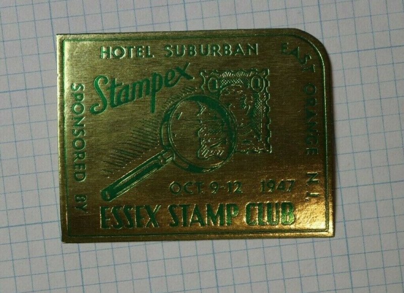  Stampex Essex Stamp Club 1947 E Orange NJ Event Label Souvenir Ad