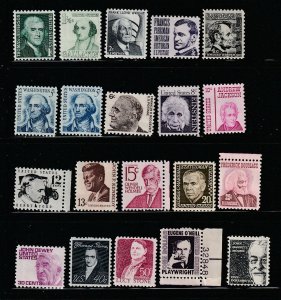 United States 1278-1288, 1289-1295 MNH Prominent Americans, Folded On Perfs