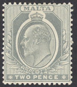 Malta Sc# 34 MH 1911 2p gray King Edward VII