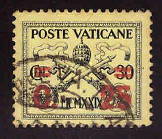 Vatican City Scott 14 Used 1931 surcharged  stamp