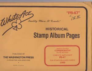 KAPPYSstamps WHITE ACE PLATE BLOCK PAGES SUPPLEMENT PB-47 FOR 1995 #22