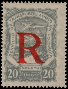 ✔️ COLOMBIA SCADTA 1923 - AIRPLANE REGISTERED - SC. CF1 ** MNH [SCDT50]