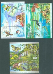 Ukraine 2005, 2006 and 2010 National Parks miniature sheets, the 3 MNH