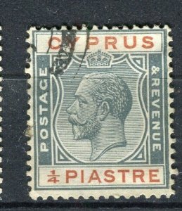 CYPRUS; 1924 early GV issue fine used 1/4Pi. value