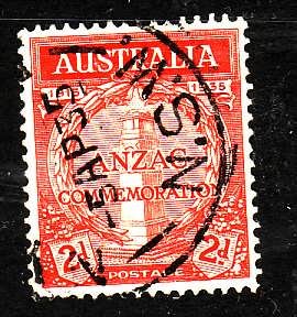 Australia-Sc#150-used 2p red -Whitehall Cenotaph-1935-