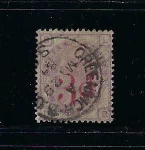 GREAT BRITAIN SCOTT #94 1883 SURCHARGE 3D ON 3D - USED