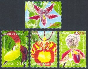 France 2005 ORCHIDS Scott #3102-3105 Mint Never Hinged