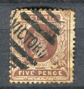 VICTORIA; 1890s early classic QV issue fine used 5d. value fair Postmark