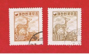 Korea #281-282 VF used  Sika Deer  Free S/H