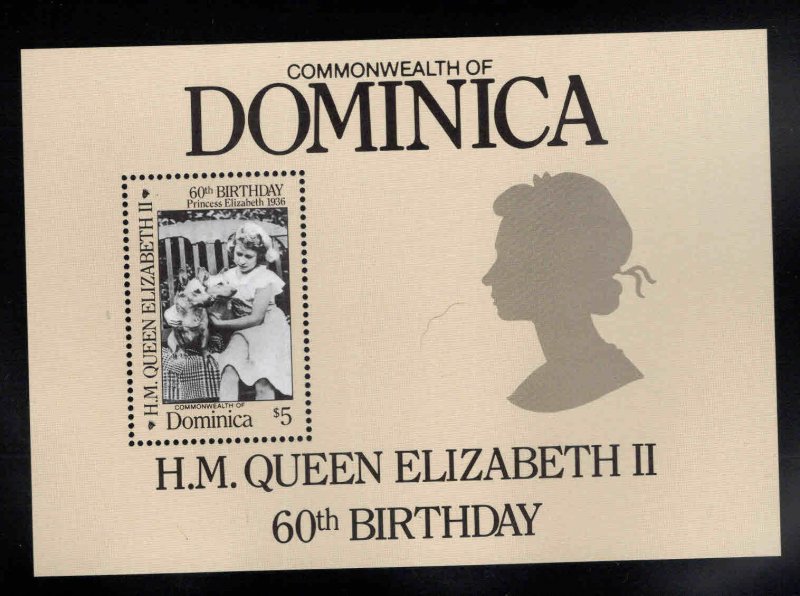 DOMINICA Scott 953 MNH** 1988 QE2 60th B-day souvenir sheet
