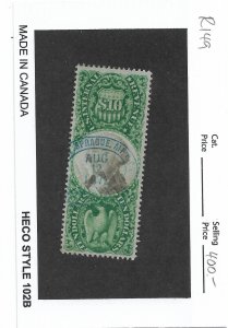 $10 3rd Issue Revenue Tax Stamp, Sc # R149, used. Nice Canx (55937)