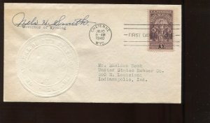 Nels Smith Wyoming State Governor Signed Cover LV6263