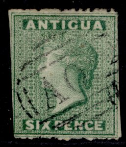 ANTIGUA QV SG10, 6d yellow-green, FINE USED. Cat £110.