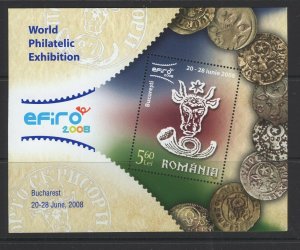 Romania #4989 (2007 EFiRO Philatelic Exhibition sheet) VFMNH CV $4.75