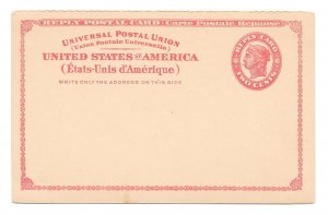 US Reply Postal Card UY11 Unused Liberty Red on Cream for International Use