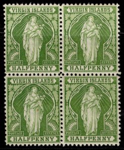 BRITISH VIRGIN ISLANDS QV SG43, ½d yellow-green, NH MINT. Cat £16+ BLOCK x 4