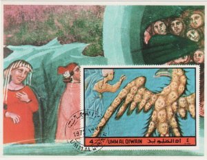 1972 Umm Al Qiwain - Dante Divine Comedy Mini Sheet Imperf, CTO