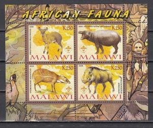 Malawi, 2008 Cinderella issue. African Fauna sheet of 4. 