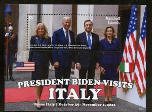 MARSHALL ISLANDS 2023 PRES. BIDEN VISITS ITALY SOUVENIR SHEET MINT NEVER HINGED