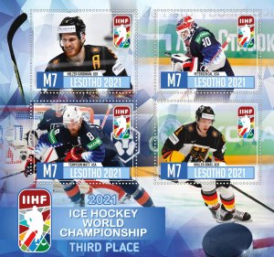 Stamps.Sports Ice Hockey 2021 year 1+1 sheets perf Lesotho