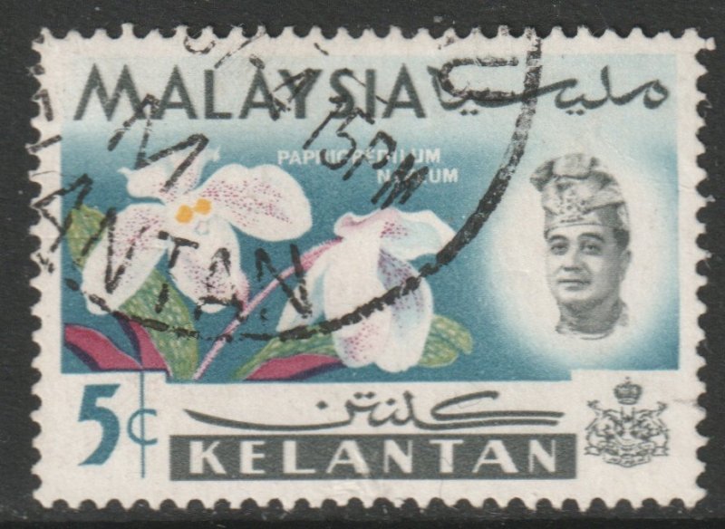 Malaya Kelantan Scott 93 - SG105, 1965 Orchids 5c used