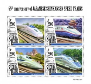 Sierra Leone - 2019 Japanese Speed Trains - 4 Stamp Sheet - SRL191216a