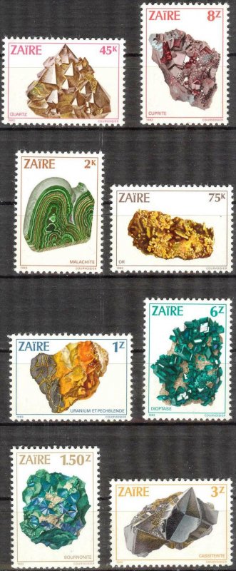 Zaire 1983 Minerals Set 8 MNH