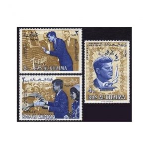 Ras Al Khaima 9-11,Bl.1A-3A Michel,MNH.John F.Kennedy,1965.