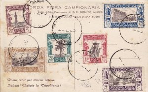 1928 LIBYA, n . 72/77 IIa Fiera di Tripoli the complete set on postcard