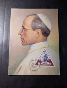 1953 Monaco Portrait Maxi Postcard Cover Pope Pius XII City of Monaco